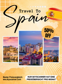 Travel to Spain Skyscanner (220 &times; 297 mm)